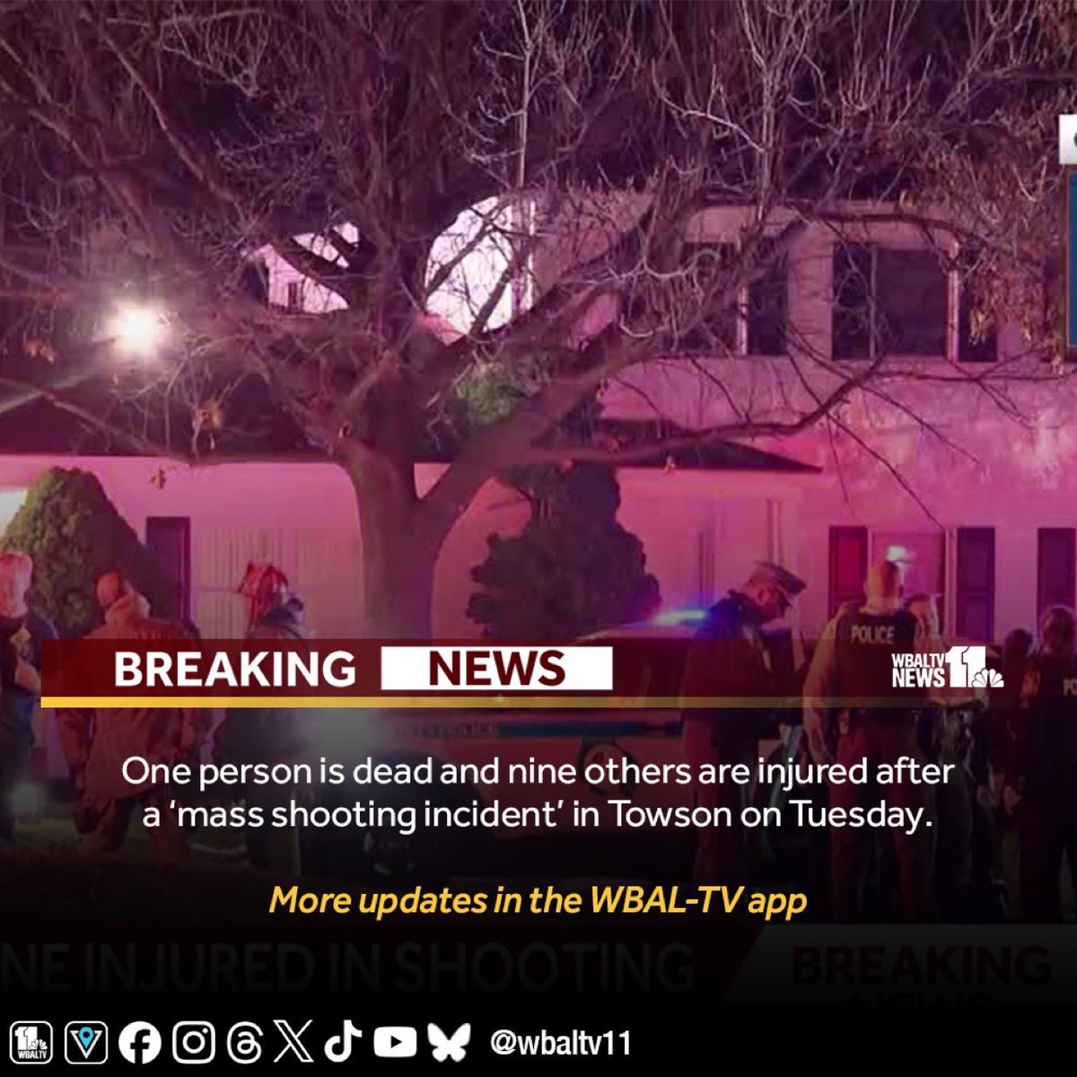 Towson Shooting Leaves 1 Dead, 9 Injured

Towson | MassShooting | Baltimore County

A mass shooting near Loch Raven Blvd in Towson, MD, left 1 dead, 9 injured on Dec 17. 

Police believe the attack was targeted; victims are being treated.

Congressman-elect Olszewski calls it