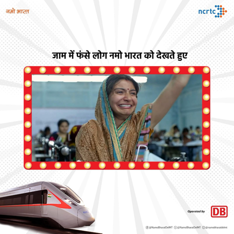 NamoBharatDelMT's tweet photo. Those stuck in traffic watching the #NamoBharatTrain glide by, dreaming of that smooth, jam-free ride. With #NamoBharat, free yourself of the traffic woes!
#NCRTC #DBRRTS #RRTS #DB https://t.co/4jpGHE79nn