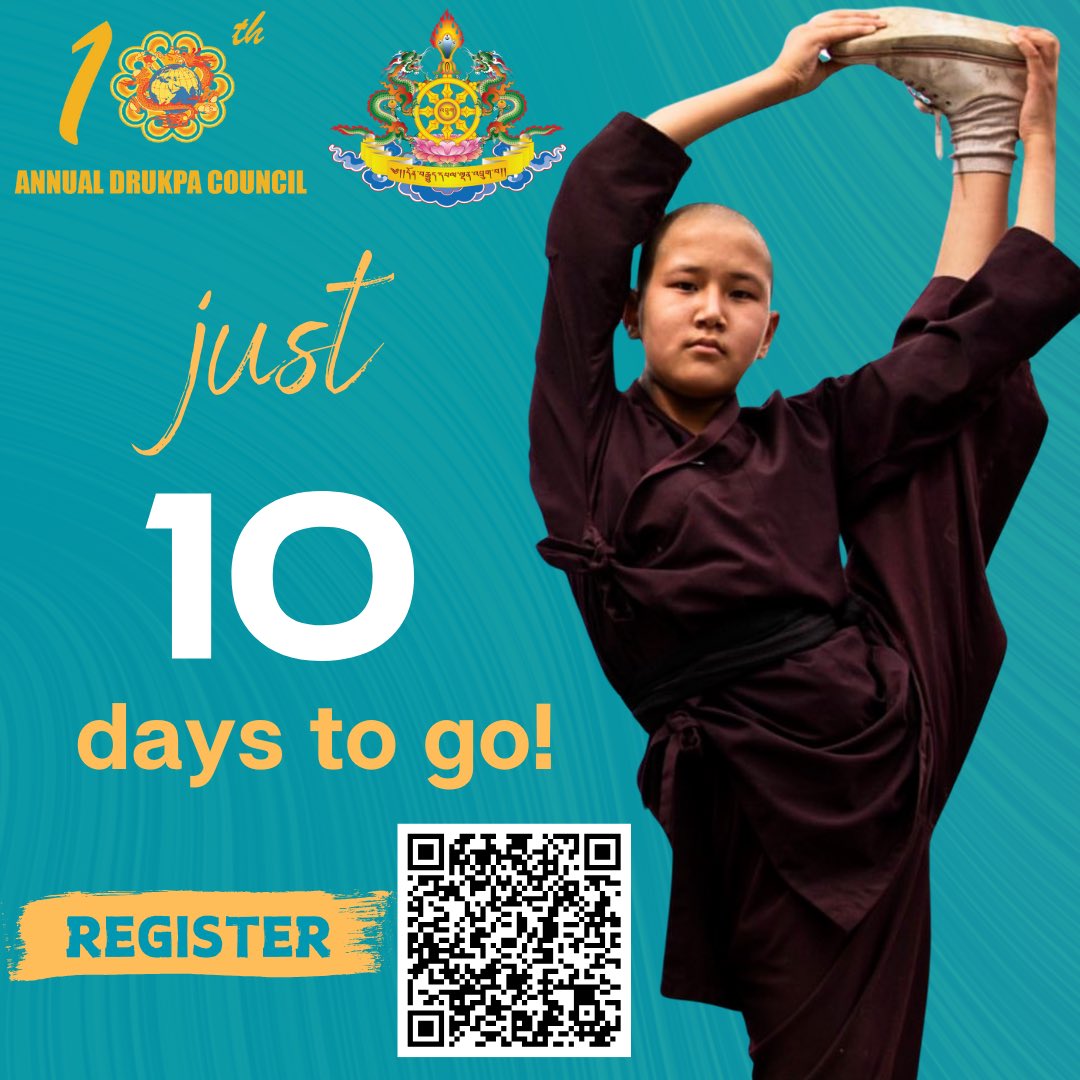 Only 🔟 days to go!

The 10th Annual Drukpa Council holds a special significance as it marks the return of this cherished gathering of Drukpa sangha from around the 🌍 after a six-year pause brought about COVID-19. 

Register now &amp; join us Kathmandu 🇳🇵 shorturl.at/QQu8r