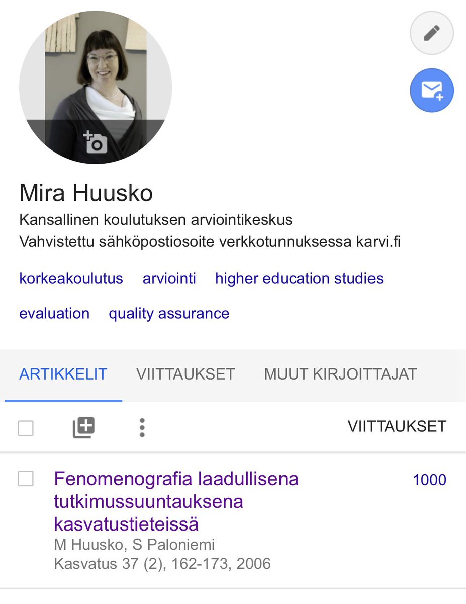 Väittelin tasan 15 vuotta sitten. Näin juhlapäivän kunniaksi yksi artikkeleistani sai ensimmäisen kerran 1000 viittausta Google Scholarissa! 🥳scholar.google.com/citations?user…