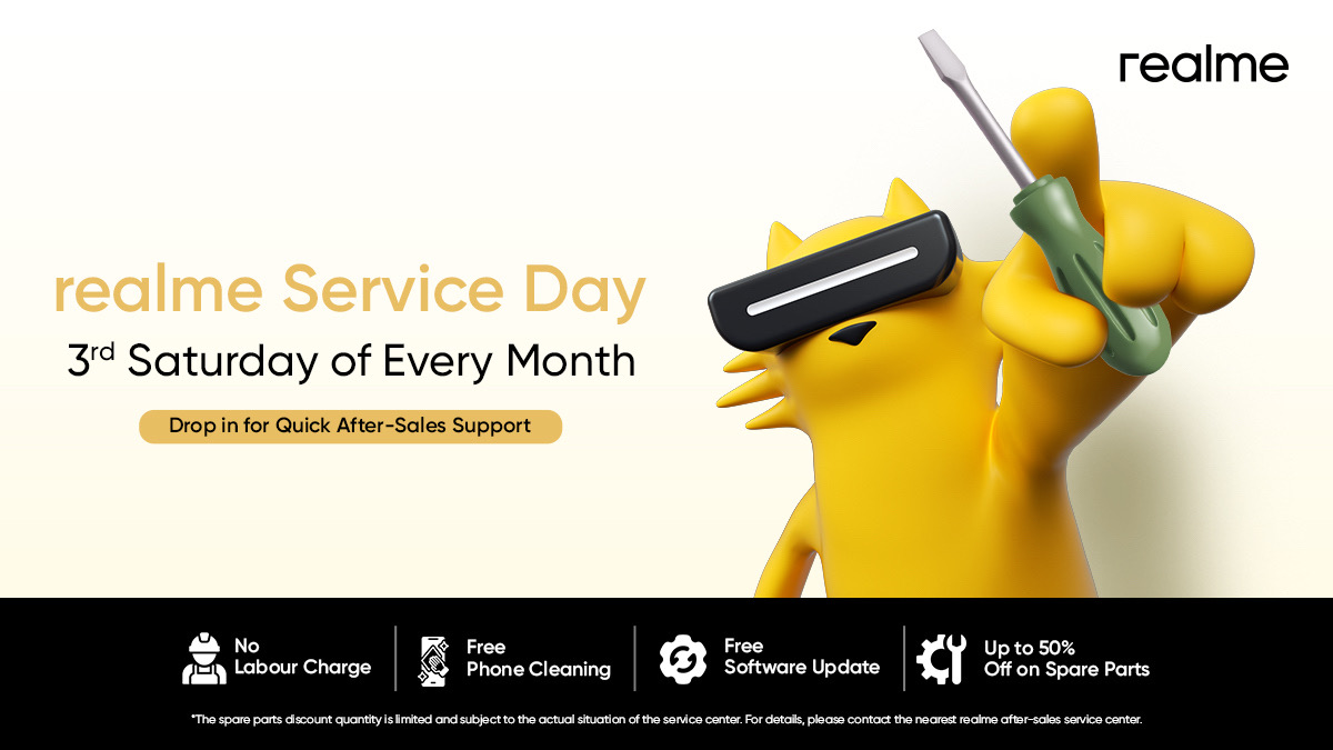 realmecareIN's tweet photo. Get ready to save💰Bringing you exciting news of realme service day where you can avail exciting offer at your nearest realme service center on every 3rd Saturday of the month https://t.co/zFq0PAV2hr