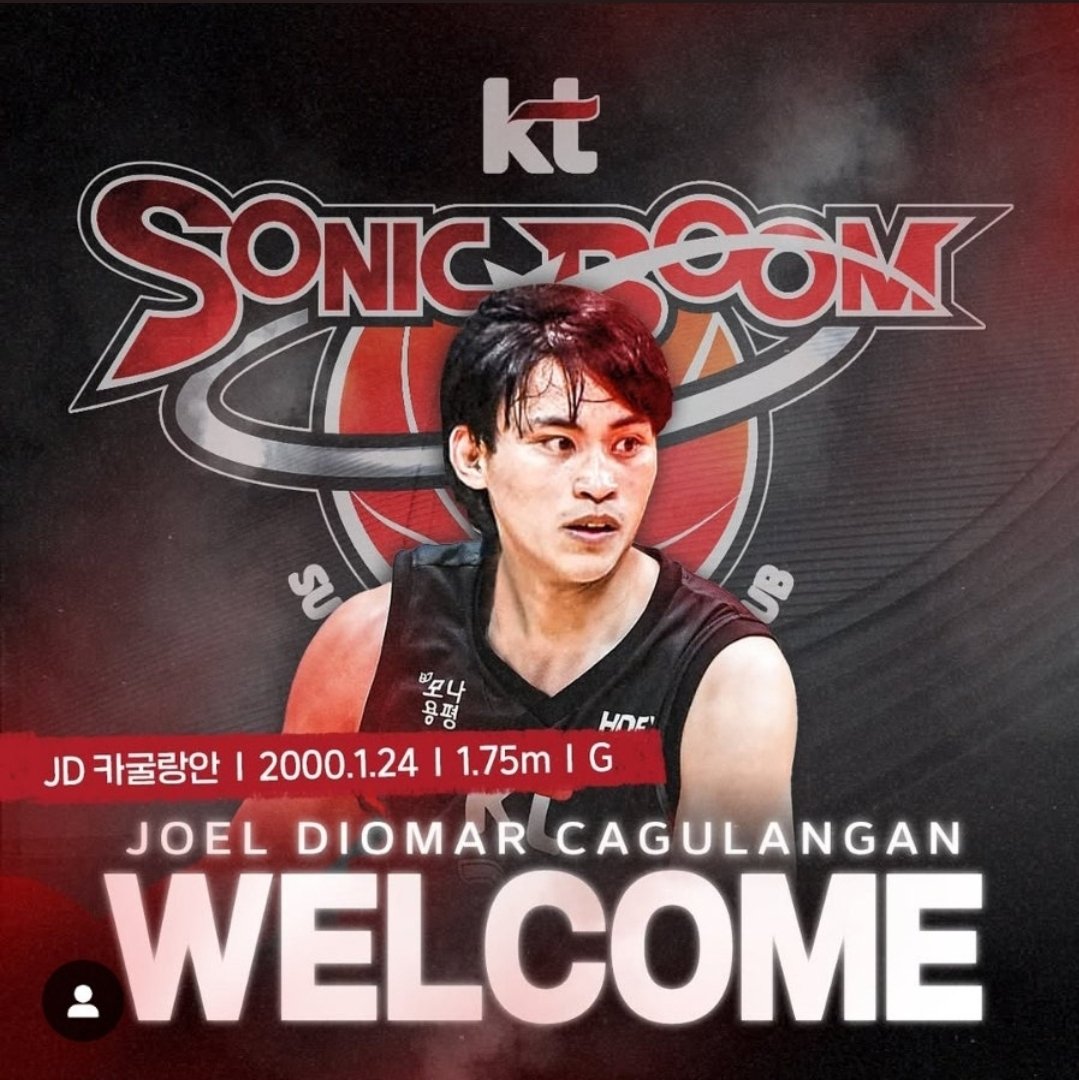 [Official] KT SonicBoom Club has signed a contract with JD Cagulangan.

#KTSonicBoom #JDCagulangan