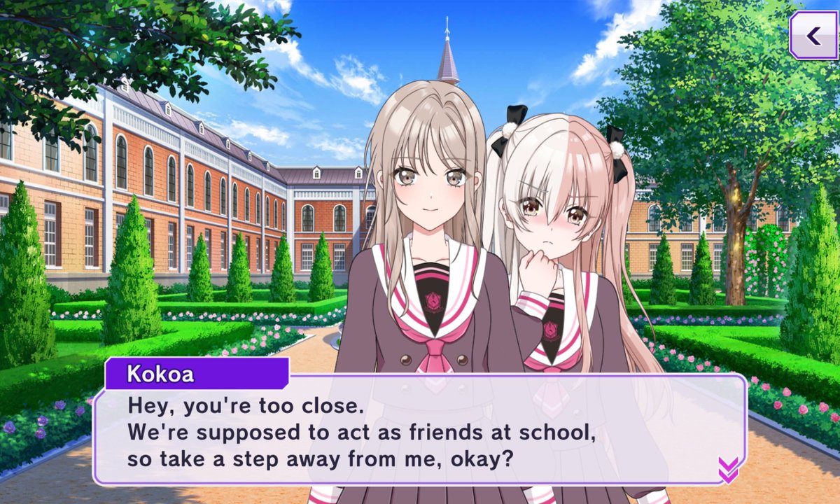 aeongqie's tweet photo. i've been so distracted to realize this is probably kokoa approaching to her in public this time, which is something hayate tried to achieve for so long. some people wouldn't take them being girlfriends in a good way,so interacting like this is a step forward for them as a couple https://t.co/CjZUx51xDu