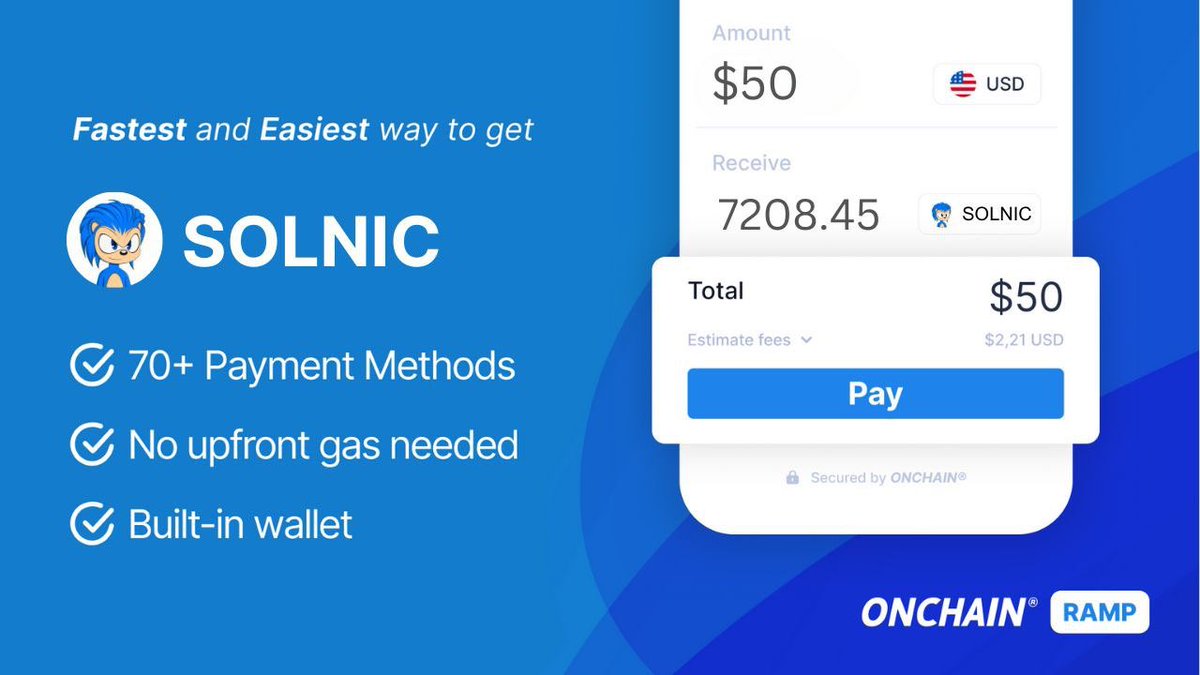 🚨 Great News! Solnic is on the early-access waitlist for ONCHAIN® Ramp!

✅ 70+ payment methods
✅ Embedded Wallet (no setup)
✅ Gas-free fiat-to-token buying

Help us secure early access! Like &amp; RT to show your support on 🚀👇
x.com/OnchainEU/stat…?