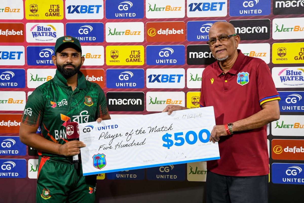 Alhamdulillah, I was able to contribute to the team's success and series victory. Playing for my country will always be the greatest honour.

#SHP29 #BANvWI