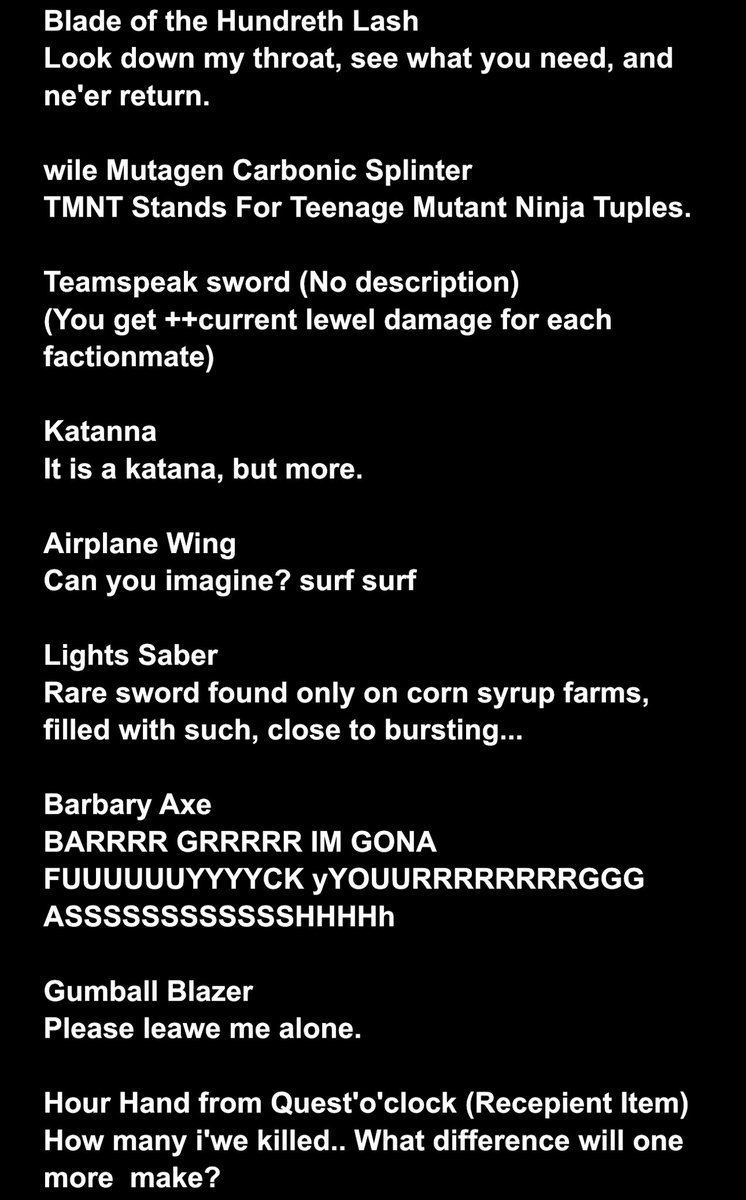 TruePainterr's tweet image. Going back through the list of weapons descriptions from shops from my TTRPG
