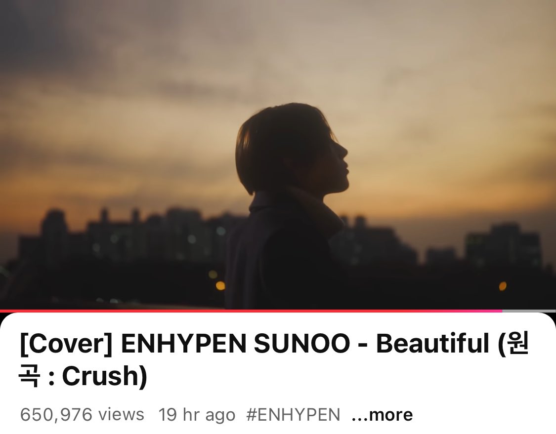 enhacake's tweet photo. 650k views! let’s get to 1M within 24 hours, keep streaming and leave positive comments 🥹⭐️

🔗 https://t.co/jCQdVbOqDR

SUNOO BEAUTIFUL COVER
#BeautifulLifeWithSUNOO
#ENHYPEN_SUNOO #엔하이픈_선우 #SUNOO #선우 #ソヌ@ENHYPEN_members https://t.co/qm1TZgickQ