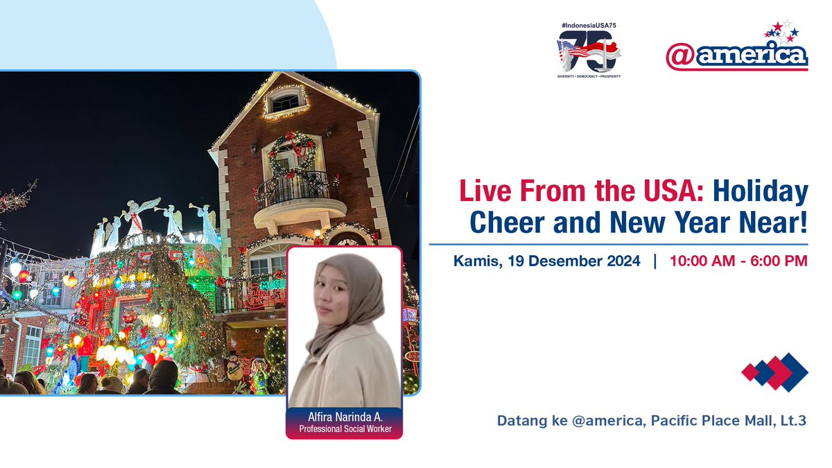 atamerica's tweet photo. ๐ Canโt wait to ring in the New Year? ๐
Yuk, intip keseruan suasana Natal & Tahun Baru langsung dari Amerika bareng Alfira Narinda A, di Live From the USA: Holiday Cheer and New Year Near! ๐
๐
19/12/2024
๐ 10:00 - 18:30ย
๐ Instagram @atamerica
ย
#StudiAS #ExploreWithUS https://t.co/KrV9PUblKp
