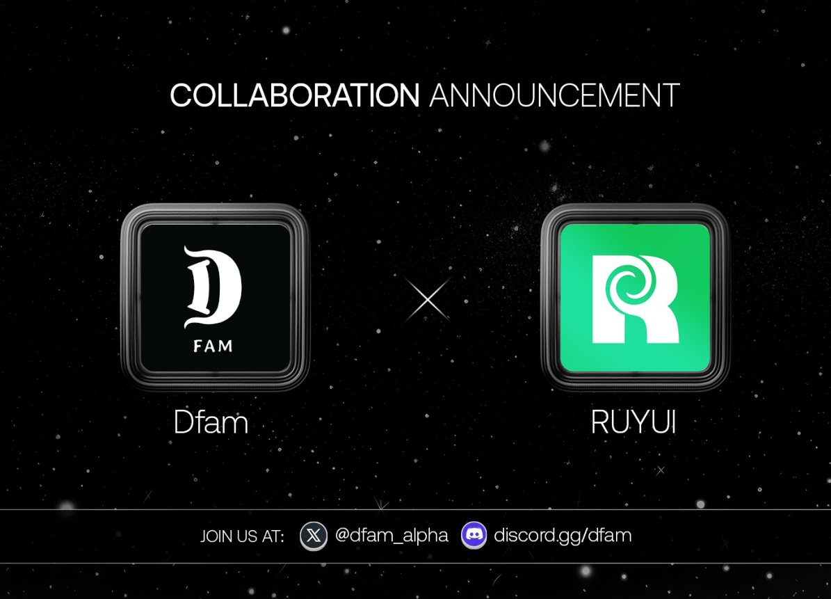 We're thrilled to announce our collaboration with <a href="/RuyuiStudios/">RUYUI: Roots of Embervault</a> 

Really grateful on this collaboration!🎈          
Don't forget join DFAM       
More opportunity comes!      
discord.gg/dfam