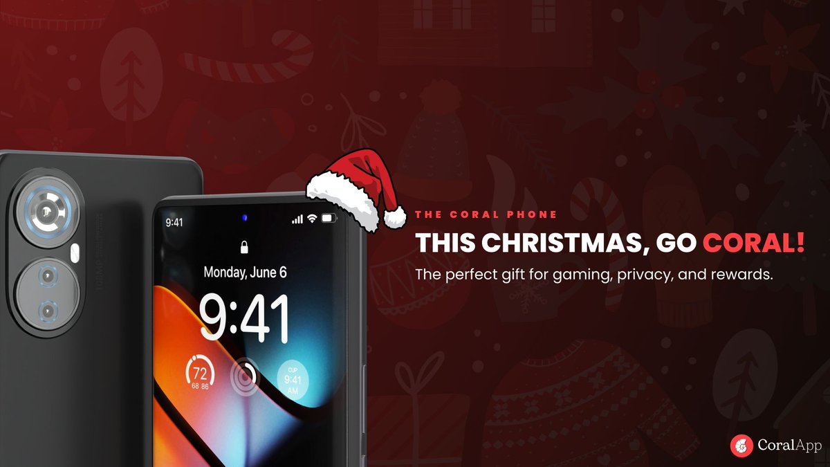 TheCoralIntern's tweet image. 🎅 THIS CHRISTMAS, GO CORAL! 📱🎁

The Coral Phone is the perfect gift for:
🎮 Epic gaming performance
🔐 Top-notch privacy
💎 Exciting rewards
Unwrap innovation and style this holiday season! 🎄✨
#GoCoral #ChristmasGifts #TechForTheHolidays #Smartphone