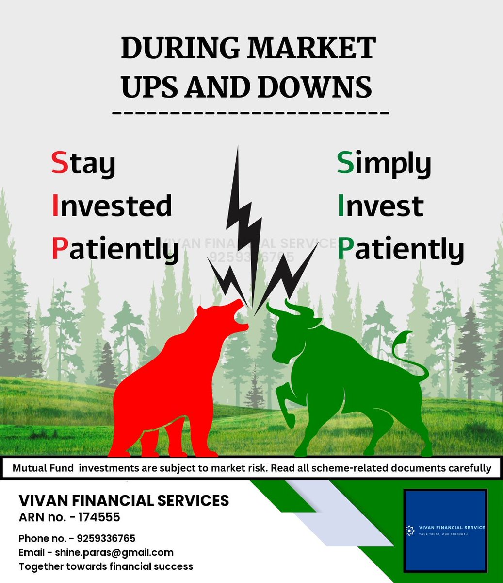 Contact link: investnama.com/profile/shashi…
Market ups and downs 📉📈 are temporary, but your goals are not 💪. Keep your SIP running, stay invested, and trust the journey 🌱. The market will rise over time 🚀. #sip #mutualfunds #mutualfundsahihai #goalplanning #mutualfunddistributor