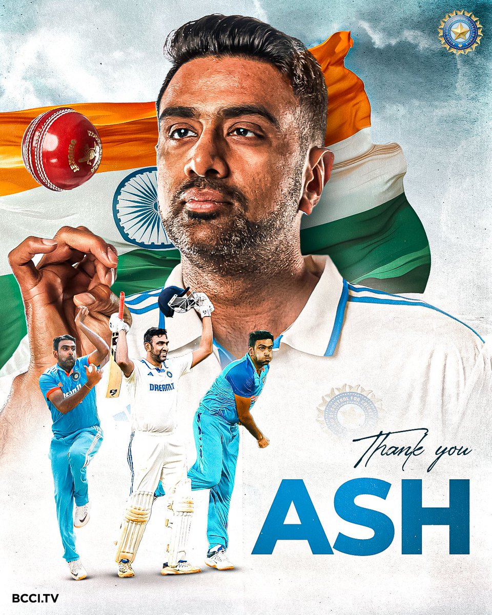 BCCI (@bcci) on Twitter photo ๐๐๐๐ฃ๐ ๐๐ค๐ช ๐ผ๐จ๐๐ฌ๐๐ฃ ๐ซก
A name synonymous with mastery, wizardry, brilliance, and innovation ๐๐
The ace spinner and #TeamIndia's invaluable all-rounder announces his retirement from international cricket.
Congratulations on a legendary career, <a href="/ashwinravi99/">Ashwin ๐ฎ๐ณ</a> โค๏ธ ๐๐๐๐ฃ๐ ๐๐ค๐ช ๐ผ๐จ๐๐ฌ๐๐ฃ ๐ซก
A name synonymous with mastery, wizardry, brilliance, and innovation ๐๐
The ace spinner and #TeamIndia's invaluable all-rounder announces his retirement from international cricket.
Congratulations on a legendary career, <a href="/ashwinravi99/">Ashwin ๐ฎ๐ณ</a> โค๏ธ