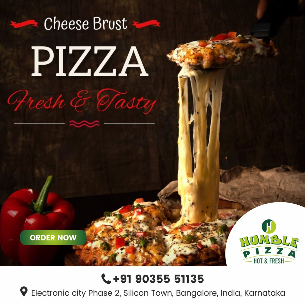 PizzaHumble's tweet image. Indulge in the irresistible flavors of our Cheese Burst Pizza! 🌟 
phone - +91 90355 51135
Electronic city Phase 2, Silicon Town,
Bangalore, India, Karnataka

#CheeseBurstPizza 🍕 #PizzaLovers ❤️ #FoodieDelight 🍽️ #GooeyGoodness 🧀 #FreshAndTasty 🌟 #PizzaCravings