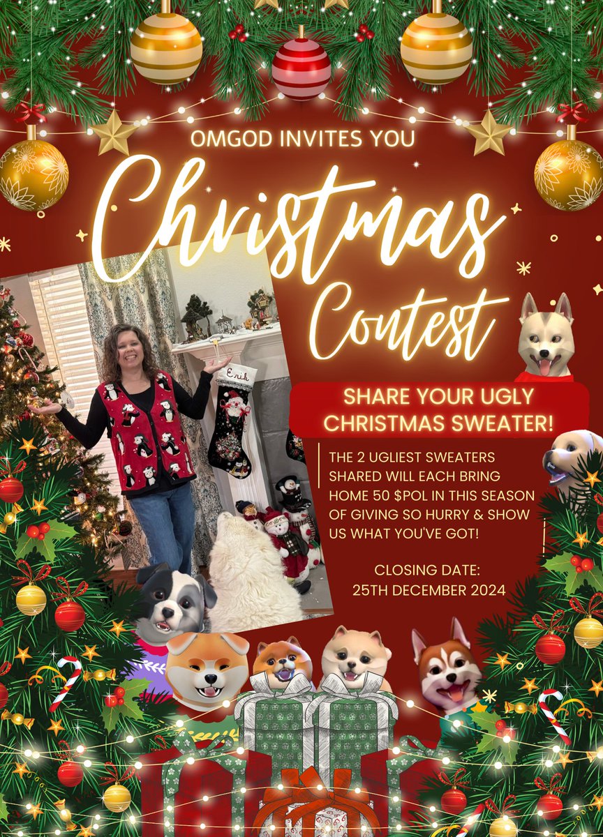 ’Tis the season of giving!🎄💝 OMGOD wants to gift 2 lucky winners with 50 $POL each. To enter, follow us, post a selfie below in your ugliest Christmas sweater &amp; tag <a href="/Dogami/">DOGAMÍ</a>. Contest ends Dec 25. Let’s see those epic sweaters &amp; Merry X'mas! 🤶👕☃️ <a href="/KrisDayne/">Kris Dayne Penseyres</a> @max_dogami <a href="/AndyOSh/">Andí</a>