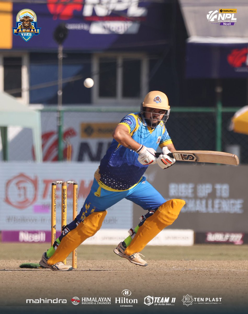 KarnaliYaks's tweet photo. Class batting display from Karnali Yaks! The team showcased skill, power, and determination to post a strong total.
#YakAttack #karnaliyaks #SBLNPL #NepalCricket #Mahindra #agnigroup #karnaliyakssquad #team11 #tenplast #hiltonkathmandu https://t.co/HHdRjLEYt9