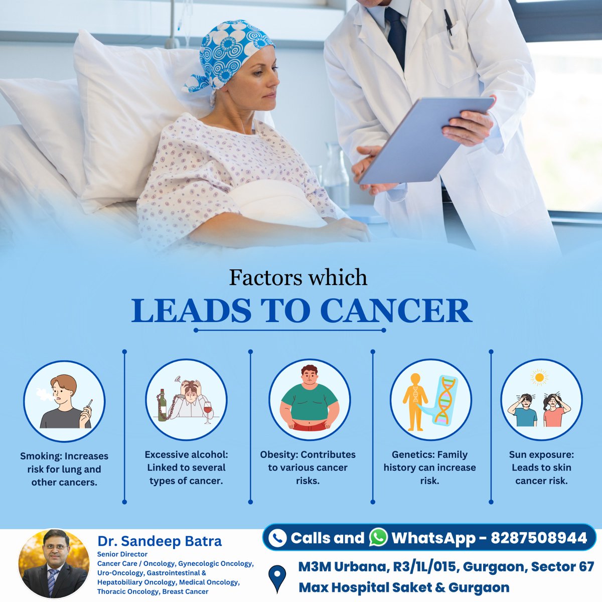 Factors which LEADS TO CANCER

📷Dr. Sandeep Batra
Consultant:- Cancer Expert
Contact us at 📷8287508944
Visit us 📷M3M Urbana, R3/1L/015, Gurgaon, Sector 67 Max Hospital Saket &amp; Gurgaon
#Drsandeepbatra #cancer #leadstocancer #smoking #excessivealcohol #obesity #genetics