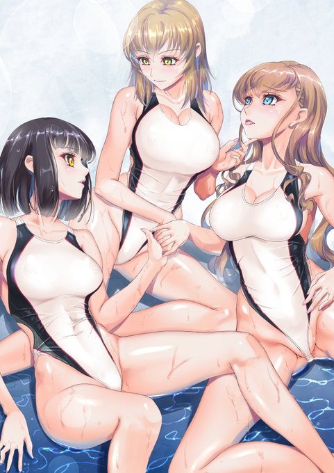 #今年も残りわずかなので今年一番伸びた絵を貼る 
skebで描いた懐かしのマリみて競泳水着。 