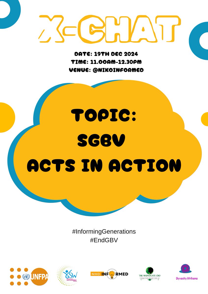 Niko Informed (@nikoinformed) on Twitter photo Do you know the laws and policies underpinning Sexual and Gender Based Violence?
Join <a href="/NikoInformed/">Niko Informed</a> tomorrow from 11.00am as we unpack the SGBV Acts In Action.
Tell a friend to tell a friend.
<a href="/UNFPAKen/">UNFPA Kenya</a> <a href="/YSW_Kenya/">YSW_ Kenya</a> <a href="/MadvocateCbo/">The Madvocate CBO</a> <a href="/DyvasityAfrikan/">DYVASITY AFRIKANA</a> Do you know the laws and policies underpinning Sexual and Gender Based Violence?
Join <a href="/NikoInformed/">Niko Informed</a> tomorrow from 11.00am as we unpack the SGBV Acts In Action.
Tell a friend to tell a friend.
<a href="/UNFPAKen/">UNFPA Kenya</a> <a href="/YSW_Kenya/">YSW_ Kenya</a> <a href="/MadvocateCbo/">The Madvocate CBO</a> <a href="/DyvasityAfrikan/">DYVASITY AFRIKANA</a>