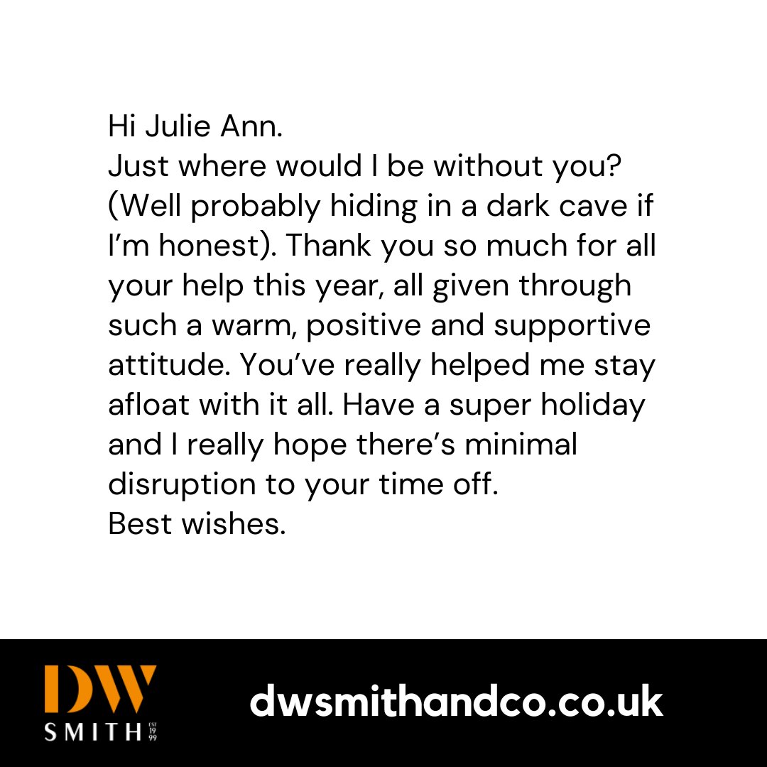 dwsmithagent's tweet image. A true reflection of Julie Ann in a note from one of our clients. Thank you for these lovely words. 

#reviewsmatter #dedicatedteam