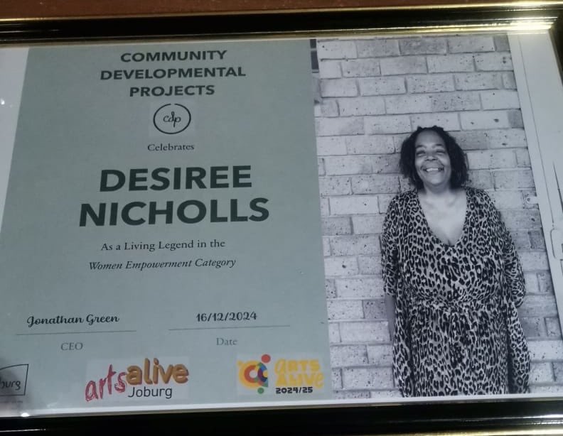 Congratulations to Desiree Nicholls, our dedicated Pillar from Lenasia, on receiving this well-deserved award yesterday in Eldorado Park! Your commitment and impact in the fight against GBV inspire us all. 🌟