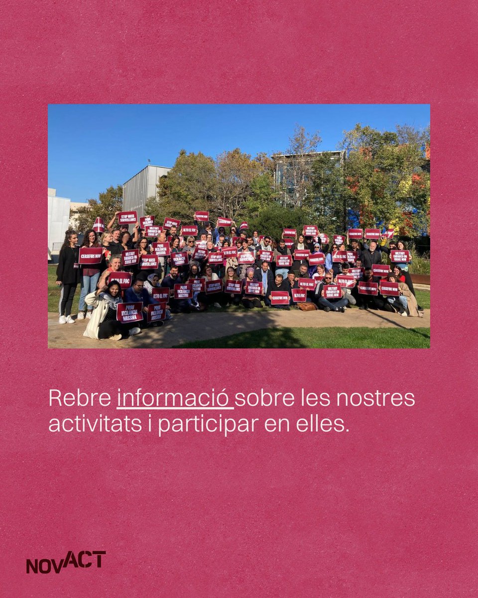 ✊Ser soci o sòcia de <a href="/novact__/">NOVACT</a>  significa contribuir a projectes que treballen per la transformació de conflictes i impulsen una #pau justa i duradora a tota la regió #Euromediterrània.

Ajuda'ns a seguir: novact.org/colabora/