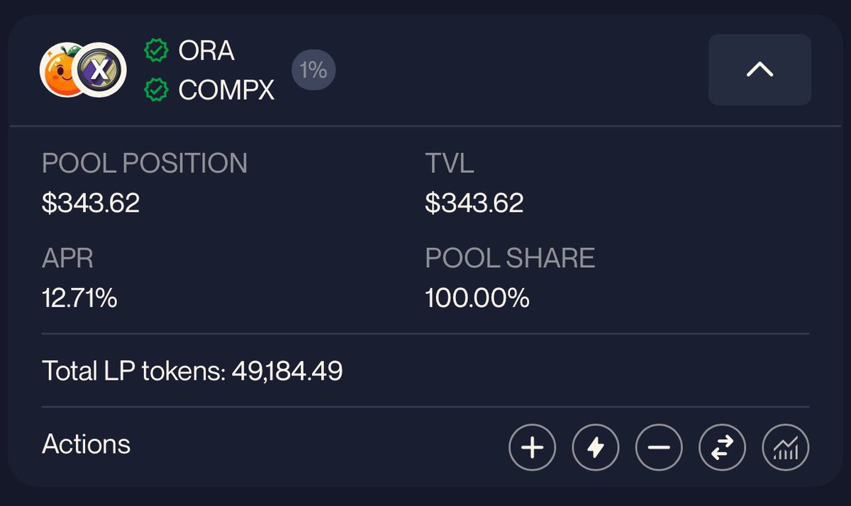 Compxlabs's tweet photo. 🤝Supporting other communities and projects is important!

We like to DCA our swap fees into LP, our current support:

- @gaintoken $GAIN / $COMPX
- @OrangesMeme  $ORA / $COMPX

All added at the wonderful @pact_fi https://t.co/ie89yBuMbg