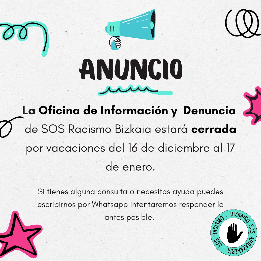 Información importante 📢

La oficina estará cerrada, pero seguiremos activas. 
¡Nos vemos en las calles!