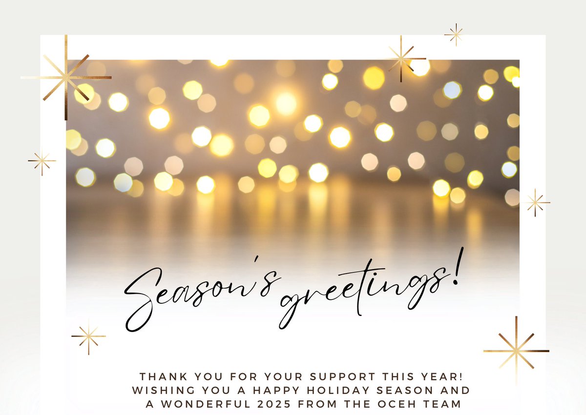 🎄✨Season's Greetings from OCEH! ✨🎄

Thank you for being part of our 2024 journey - the year we officially opened our lab and hosted our first events.
Here’s to a bright 2025, full of new insights in environmental humanities! 🌍

Happy Holidays &amp; a joyful New Year!
