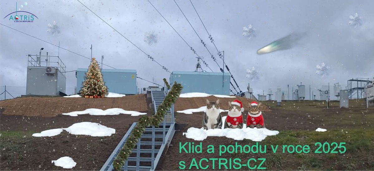 Veselé Vánoce a šťastný nový rok 2025 přejí observatorní kočky Vločka, Altostratus, Cumulus a kolektiv ACTRIS-CZ.