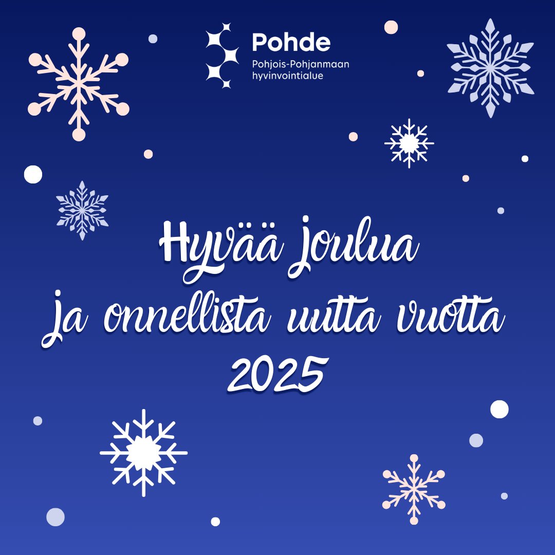 Pohde toivottaa hyvää ja rauhallista joulun aikaa! 🎄

Joulun ja uudenvuoden takia Pohjois-Pohjanmaan hyvinvointialueen palveluissa on joitakin poikkeuksia. 

Kaikki poikkeusaukioloajat löytyvät Pohteen verkkosivuilta: pohde.fi/ajankohtaista/…