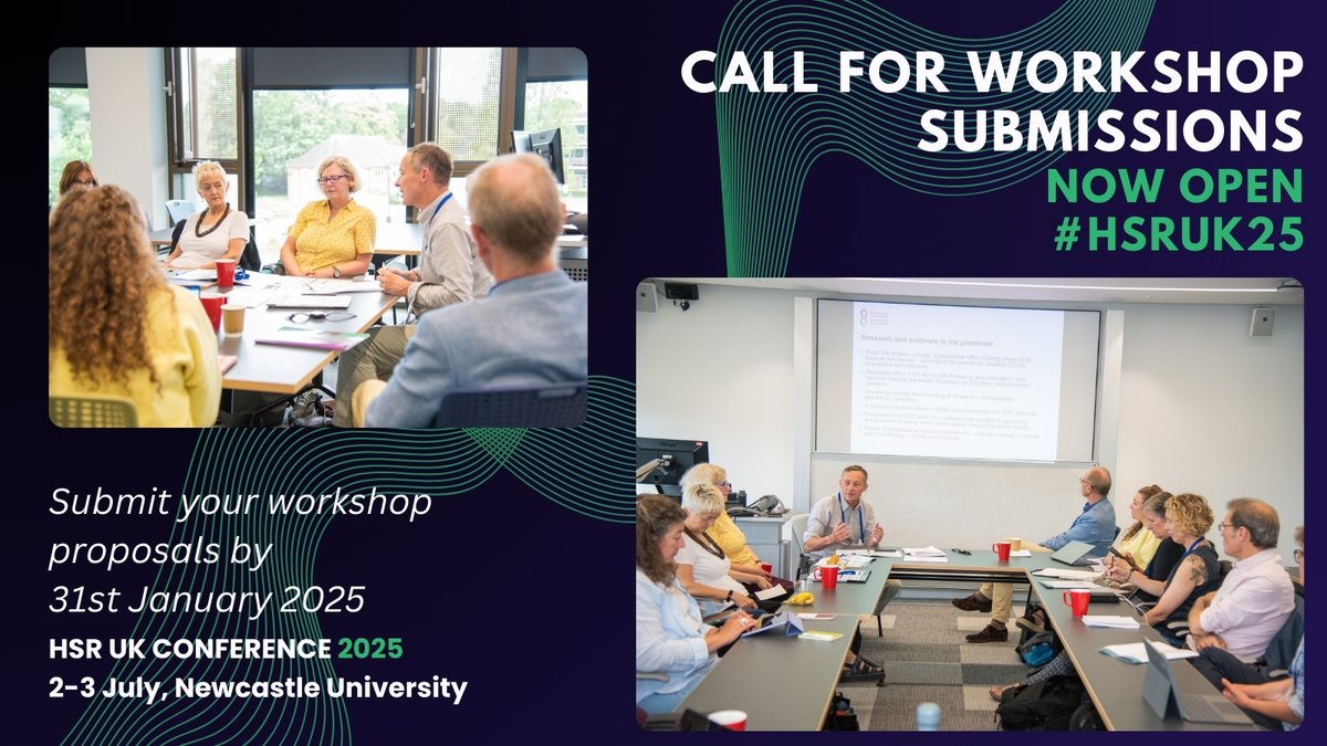 Health Services Research UK (@hsrn_uk) on Twitter photo Have a great idea for an interactive workshop at the #HSRUK25 conference? We’re looking for sessions with clear learning objectives with a focus on activities and collaborative learning
📅 Submit by 31 Jan 2025
✉️ cat.chatfield@nuffieldtrust.org.uk
ℹ️ hsruk2025.org Have a great idea for an interactive workshop at the #HSRUK25 conference? We’re looking for sessions with clear learning objectives with a focus on activities and collaborative learning
📅 Submit by 31 Jan 2025
✉️ cat.chatfield@nuffieldtrust.org.uk
ℹ️ hsruk2025.org