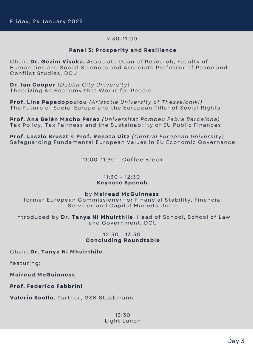 We are delighted to announce that Mairead McGuinness, the outgoing EU Commissioner for Financial Stability, Financial Services and #CMU will join us for a keynote speech at the PROSPER conference. Read more and register: mailchi.mp/dcu/keynote-wi…
