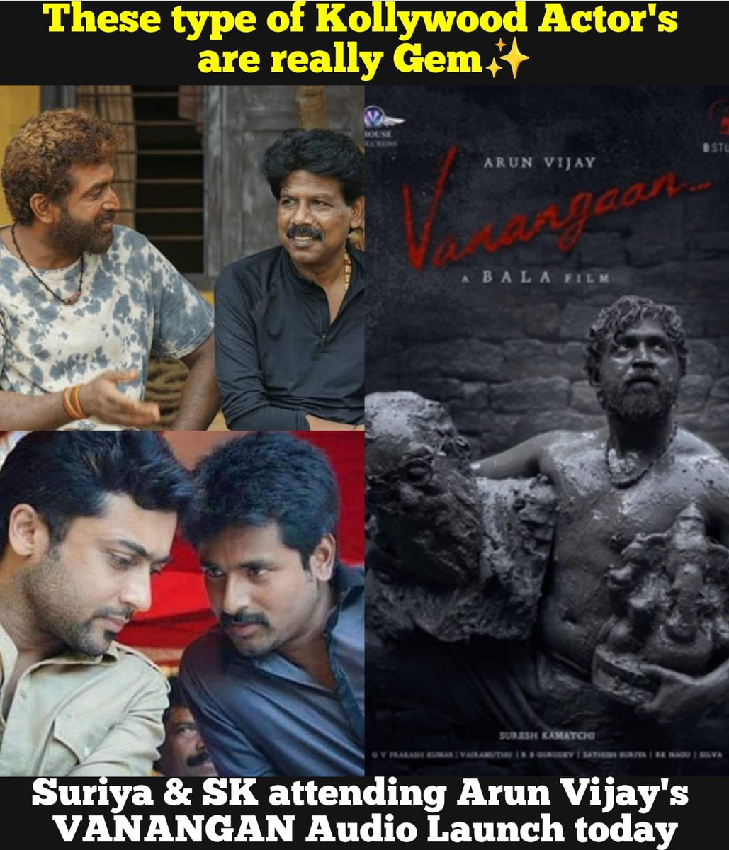 Vadivelumeme's tweet photo. #Vanangaan Audio Launch & #25YearsOfBala event Today 💿
#VanangaanPongal
Chief Guests : #Suriya & #Sivakarthikeyan https://t.co/DjxbZ9auQK