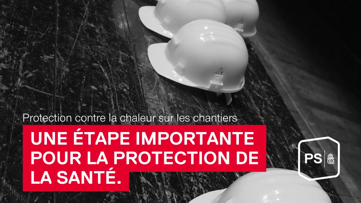 PSSuisse's tweet image. Les ouvriers et ouvrières du bâtiment travaillent souvent par une chaleur extrême. Grâce à une alliance entre le PS, le PLR et les partenaires sociaux, une limite de 33 degrés devrait être fixée. Le Conseil national soutient ainsi la protection de la santé des travailleur-euses.