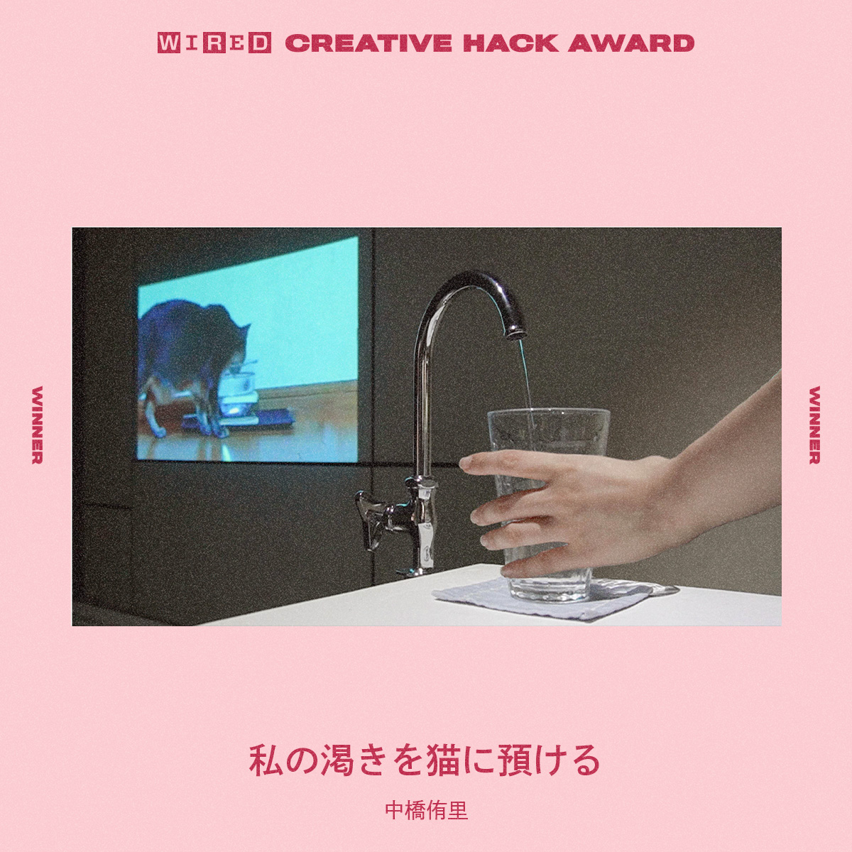 WIRED HACK AWARD 2024
<a href="/HackAward/">CreativeHackAward</a> <a href="/wired_jp/">WIRED.jp</a>

🌟ファイナリストクラブ賞🌟
◾️TITLE
私の渇きを猫に預ける
◾️PARTICIPANTS
中橋侑里

hack.wired.jp