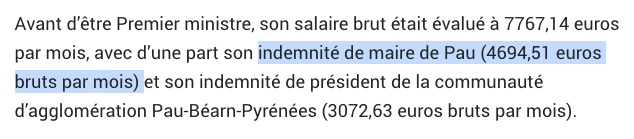 Soyons clairs : si l'emploi du temps d'un maire d'une ville de 77 000 habitants est compatible avec le poste de Premier Ministre alors ça veut dire que maire n'est pas un travail à temps plein.
Et du coup ça ne mérite pas un salaire de 4 000 € par mois.
Simple.
Basique.