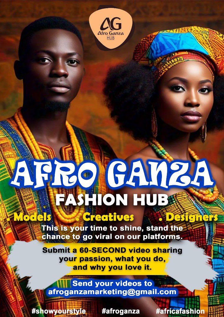 AfroGanza's tweet photo. ✨ Calling All Designers, Models, and Creatives! ✨🌍
Been part of our Afro Ganza Fashion Show or appeared on other fashion shows? 
Send us a 60-second professional video sharing what you do, why you love it, and how people can connect with you.
E:<afroganzamarketing@gmail.com> https://t.co/Ou0juzoXY5