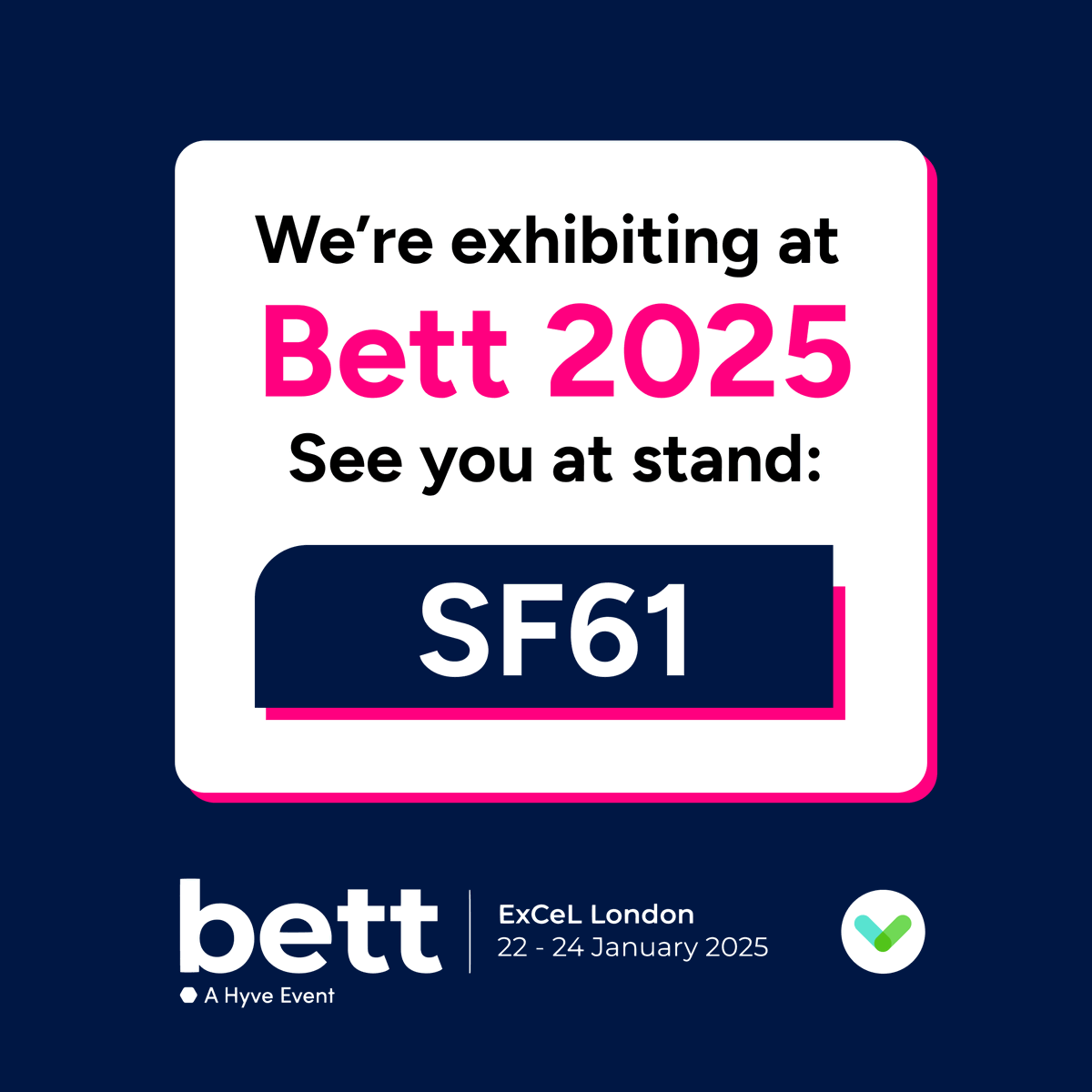 signinapp's tweet photo. Next month we'll be back at @Bett_show!

Looking forward to seeing some familiar faces and chatting to some new ones! 💚

📍 Come and find us at Stand SF61 to talk all things visitor management and improving school safety.

#SignInApp #Bett2025 #EdTech #VisitorManagement https://t.co/8cW3CoWzyd