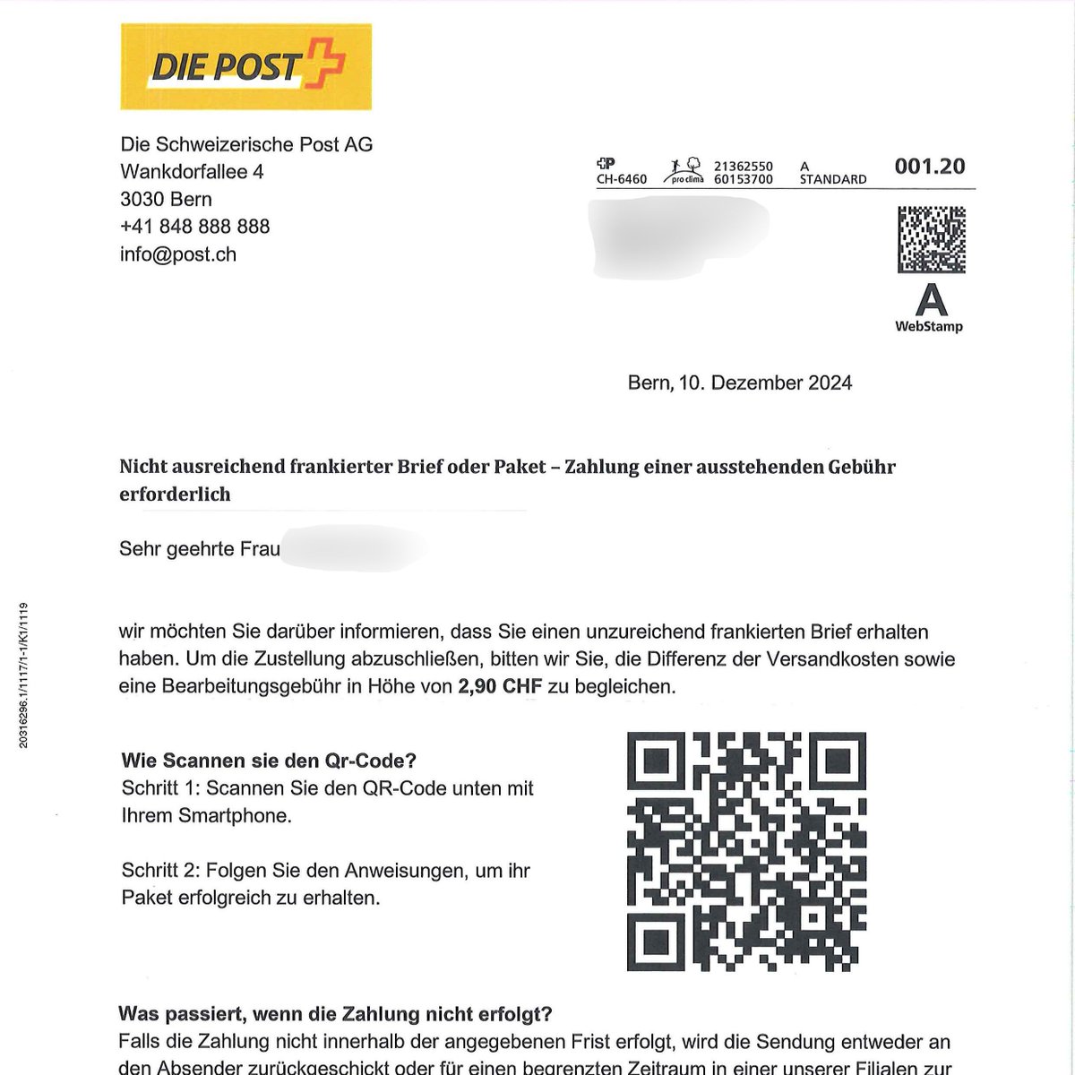 🚨 Achtung vor Fake-Briefen! 🚨📬
Gefälschte Briefe mit QR-Codes fordern zur Zahlung auf. Diese Briefe sind Fälschungen!
💡 Hinweise:
1️⃣ QR-Code nicht scannen! 2️⃣ Kein Geld überweisen! 3️⃣ Brief sofort vernichten!
📢 Teilt diese Info, damit möglichst viele gewarnt werden!
