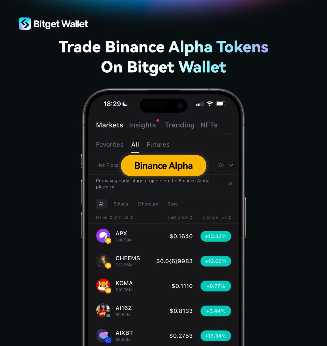 Trade #Binance Alpha tokens effortlessly on #BitgetWallet too! 👀 Check out  our latest Binance Alpha Token List: ⬆️ Real-time updates on Alpha tokens  💨 No wallet setup or transfers needed 🤝 Smart