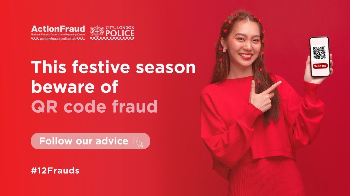 📱Last festive season, over £764,000 was lost to QR fraud.

🤔Remember, stop and think before clicking a link or scanning a QR code.

☑️Stay safe this Christmas—pause before you scan or click.

#12Frauds