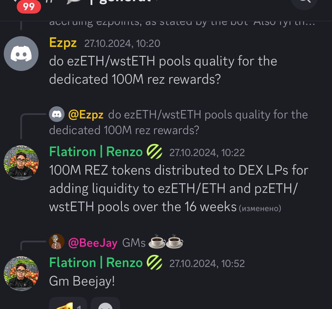 A short story about how <a href="/RenzoProtocol/">Renzo</a> and <a href="/LucasKozinski/">Lucas</a> fucked LPs. They lied for 4 months and then just didn't distribute tokens to LPs
I'm really tired of this shit.