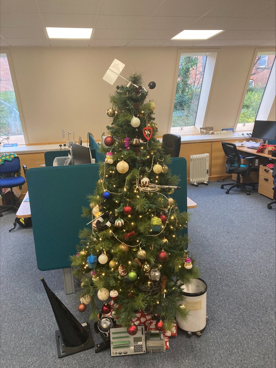 tomast23's tweet image. Work Christmas Tree is up but how many weather instruments can you spot as decorations...? 🎄⭐❄#christmastrees #weatherinstruments #decoration
