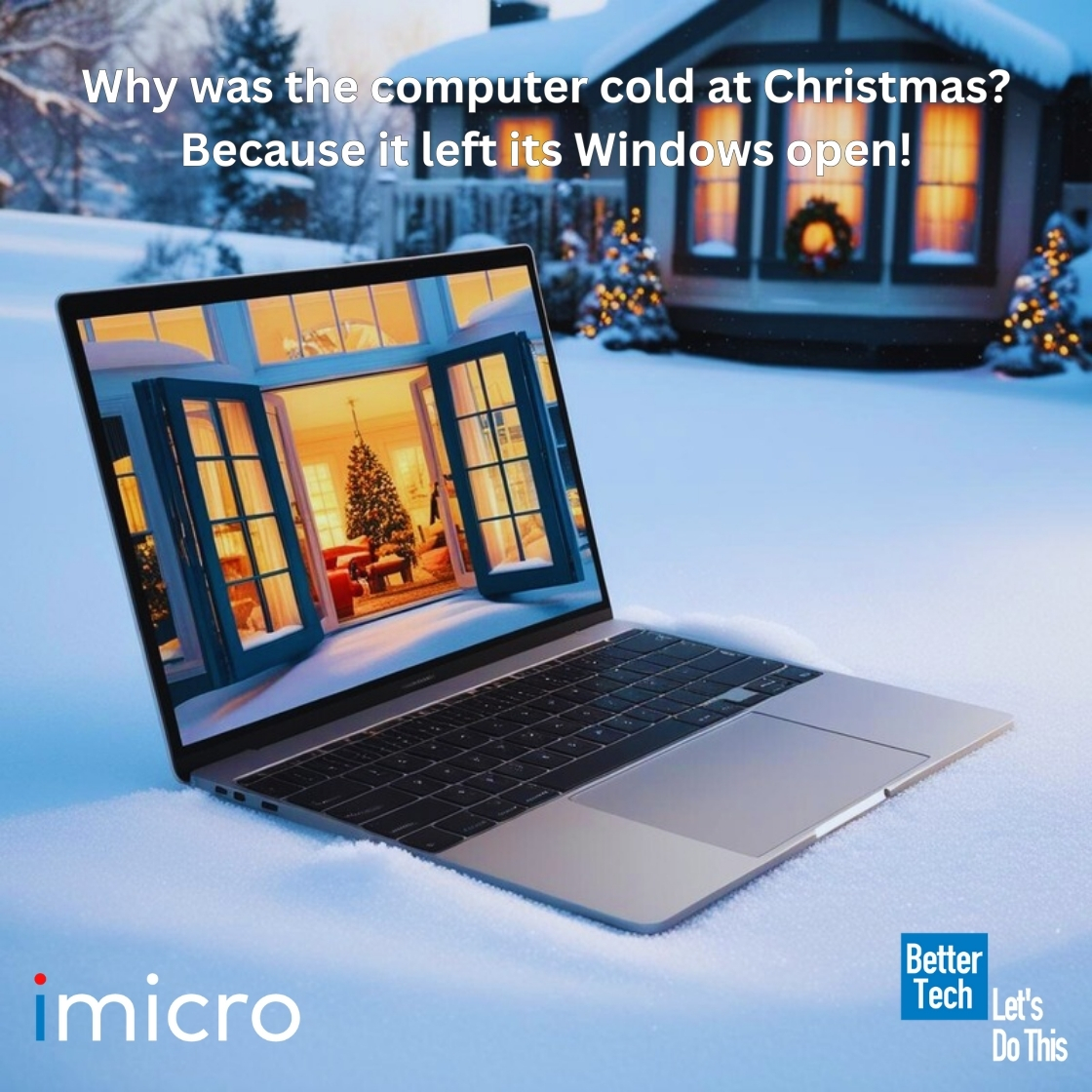 iMicroUK's tweet image. Midweek IT humor: Why was the computer cold on Christmas? Because it left its Windows open! But even less funny than a dad joke on social media is getting hacked for Christmas. Don't leave it to chance... #ITHumor #LaughingButSerious #CyberSecurity #iMicro