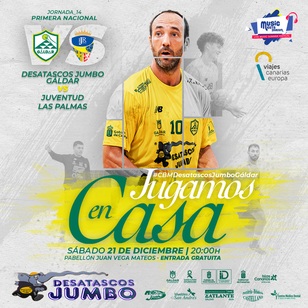 𝐏𝐚𝐫𝐭𝐢𝐝𝐨 𝐞𝐬𝐩𝐞𝐜𝐢𝐚𝐥 𝐩𝐨𝐫 𝐧𝐚𝐯𝐢𝐝𝐚𝐝 🌟 derbi grancanario en el Juan Vega Mateos ante un Juventud Las Palmas que quiere reivindicarse.

A las 20:00 horas de este próximo sábado 21 🎄​

#DesatascosJumbo #Balonmano #Grancanaria #MuchoPorVivir #LatitudDeVida