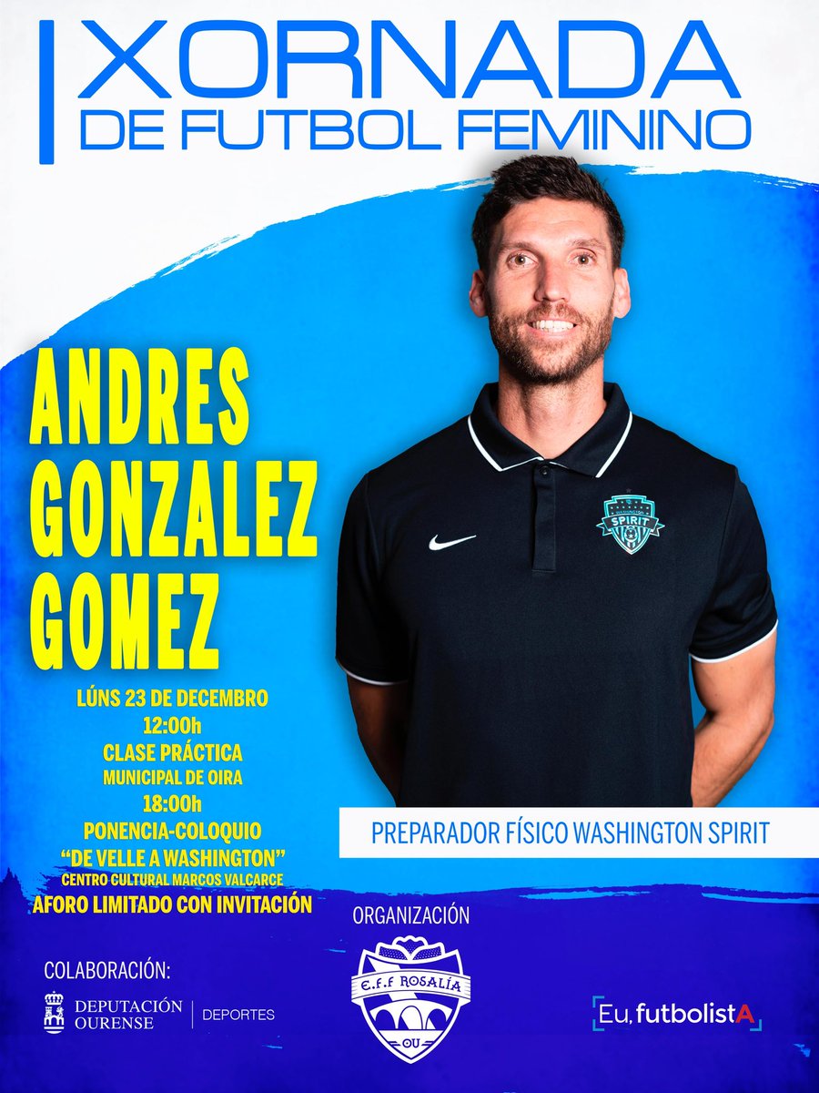 “De Velle a Washington”

O vindeiro luns 23 visítanos <a href="/AndresGGz/">Andrés González</a> preparador físico do staff de <a href="/giraldez_jona/">Jonatan Giráldez</a> nos <a href="/WashSpirit/">Washington Spirit</a> 

Agradecemos á <a href="/DeportesDepOU/">Deportes DepOurense</a> a súa colaboración neste interesantísimo acto para ás nosas xogadoras