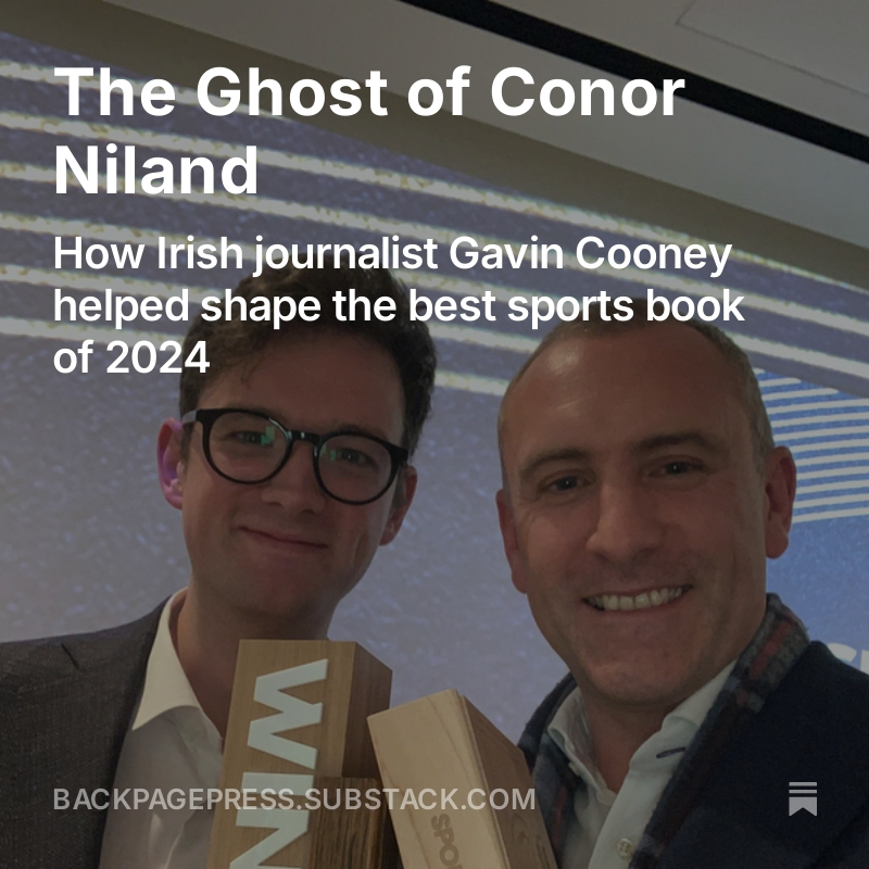 BackPage (@backpagepress) on Twitter photo π¨ New on The BackPageπ¨
π» The Ghost of <a href="/conorniland1/">Conor Niland</a> π»
π<a href="/MartinBackPage/">Martin Greig</a> speaks to <a href="/gcooney93/">Gavin Cooney</a> about how he helped shape the <a href="/BookiePrize/">William Hill Sports Book Of The Year</a> winner
Read here: tinyurl.com/nv6hzdxv π¨ New on The BackPageπ¨
π» The Ghost of <a href="/conorniland1/">Conor Niland</a> π»
π<a href="/MartinBackPage/">Martin Greig</a> speaks to <a href="/gcooney93/">Gavin Cooney</a> about how he helped shape the <a href="/BookiePrize/">William Hill Sports Book Of The Year</a> winner
Read here: tinyurl.com/nv6hzdxv