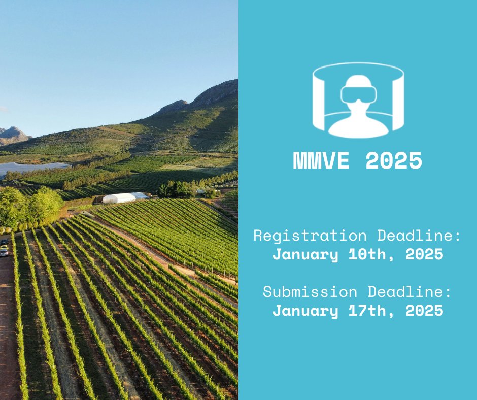 📢 Heads up!

Also this year co-located with MMSys'25 is the workshop MMVE!

❗ Planning to submit at MMVE'25? Discover more at: lnkd.in/e7fYAbxT

Organizers: Marta Orduna, Sara Baldoni, Nuria Oyaga

<a href="/TheOfficialACM/">Association for Computing Machinery</a> 
<a href="/sigmm/">ACM SIGMM</a>