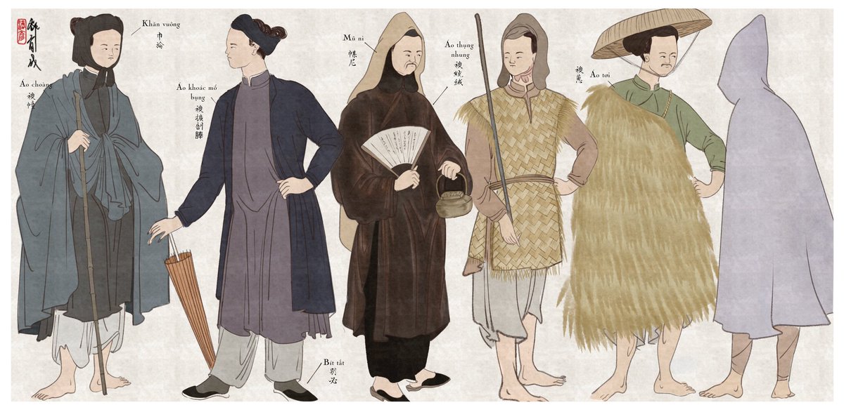 • Winter clothing of the Vietnamese during the Nguyen Dynasty (1802-1945).
Illustrating the winter clothing of men, women, and children in Vietnam during the Nguyễn Dynasty, which includes coats, cloaks, hats, socks, scarves...
#Vietnam #Vietnamese #越南 #Nguyendynasty #阮朝