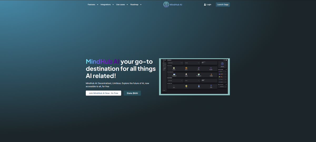 Mindhub AI - Coming ? 

Phase I: Foundation Establishment
 MindHub AI Token Launch ($MAI): Launching the $MAI token marks the beginning of our venture into the realm of decentralized AI solutions.  Prototype Development: Release a basic prototype of our free AI tools to gather